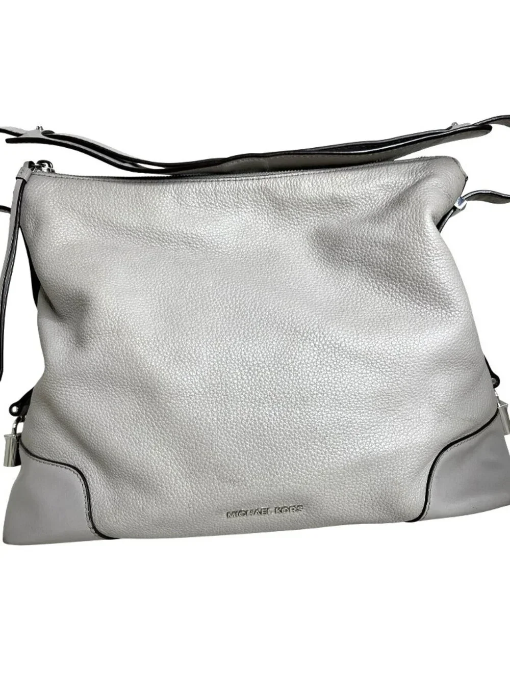 Michael Kors Gray Leather Hobo Bag Adjustable Strap & Metal Feet